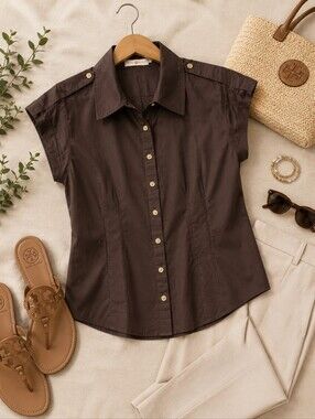 Tory Burch Brown Button Up  Size 10